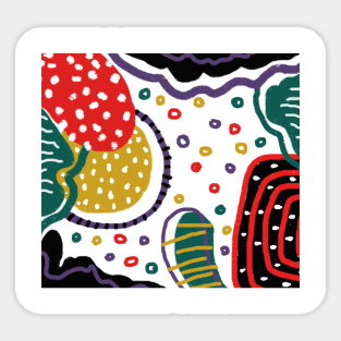 Abstract  pattern figure depicting nature, trees, mountains, sun, moon and rain. Sticker